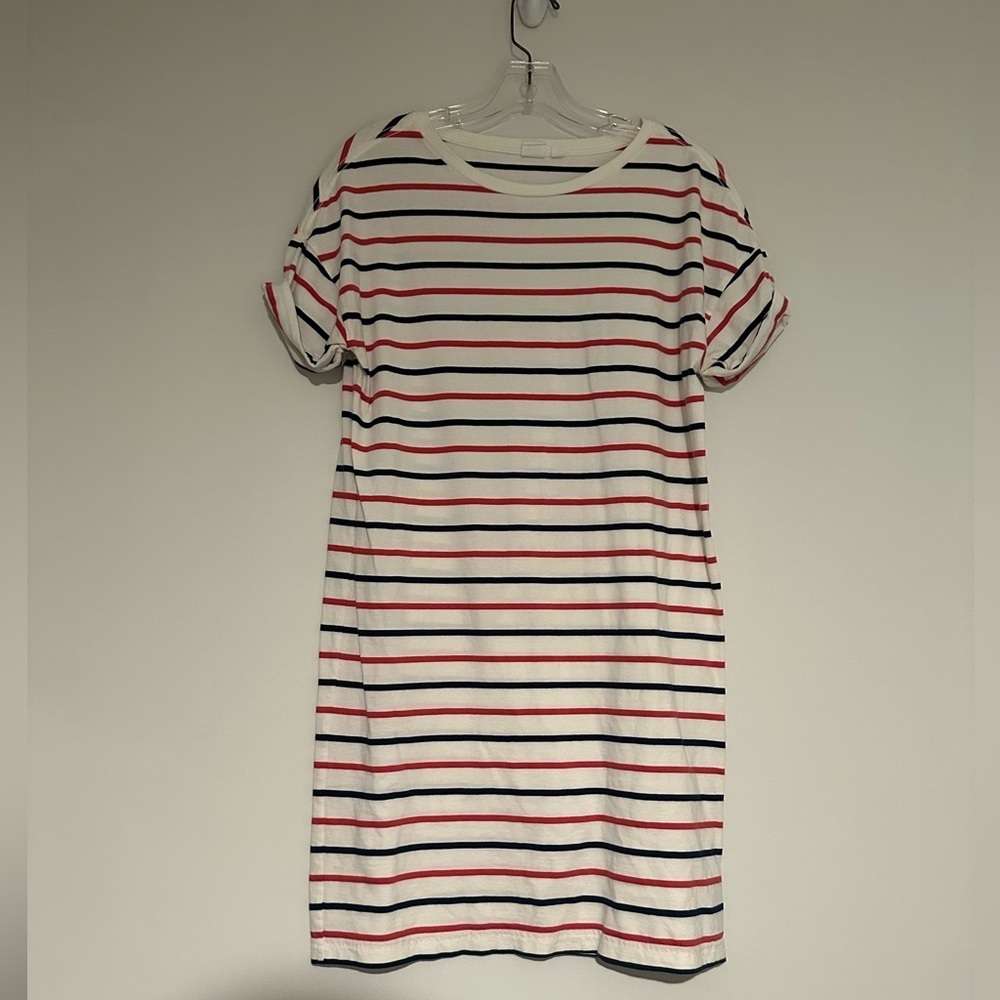 gap white red and blue striped dress